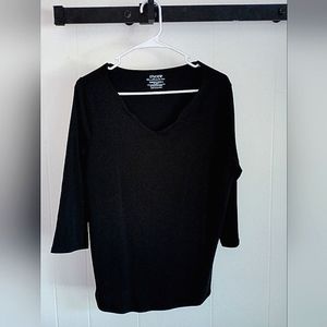 Chicos *The Ultimate Tee* Womens Large* Black Knit* 3/4 Sleeve